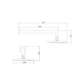 Abey Gareth Ashton Square Brass Horizontal Shower Arm and Rose - Chrome